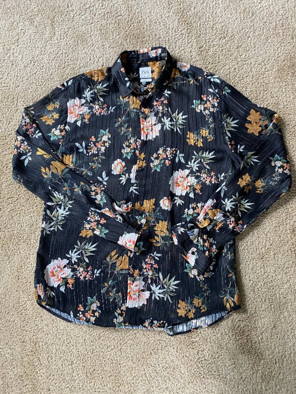 ZARA Men’s Floral Shirt – Size L (Relaxed Fit)